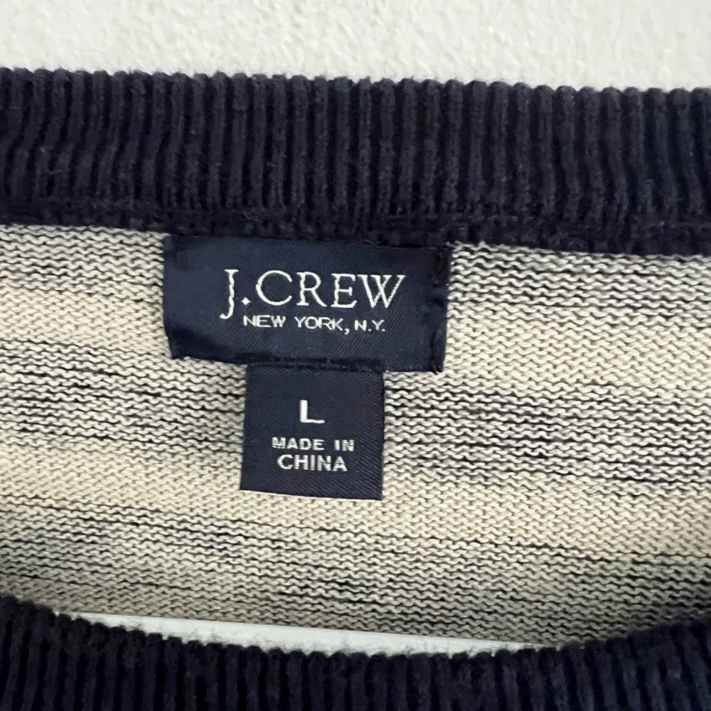 J. Crew Navy Striped Crewneck Cotton Sweater Large